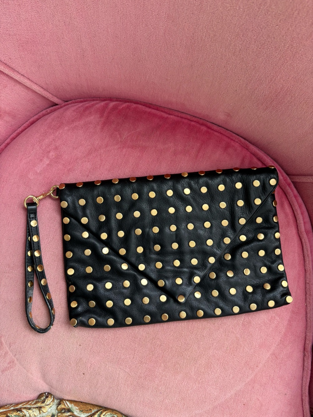 Rebecca Minkoff Black Clutch with Gold Studs
